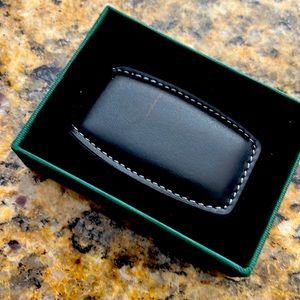 Sheridan black leather money clip